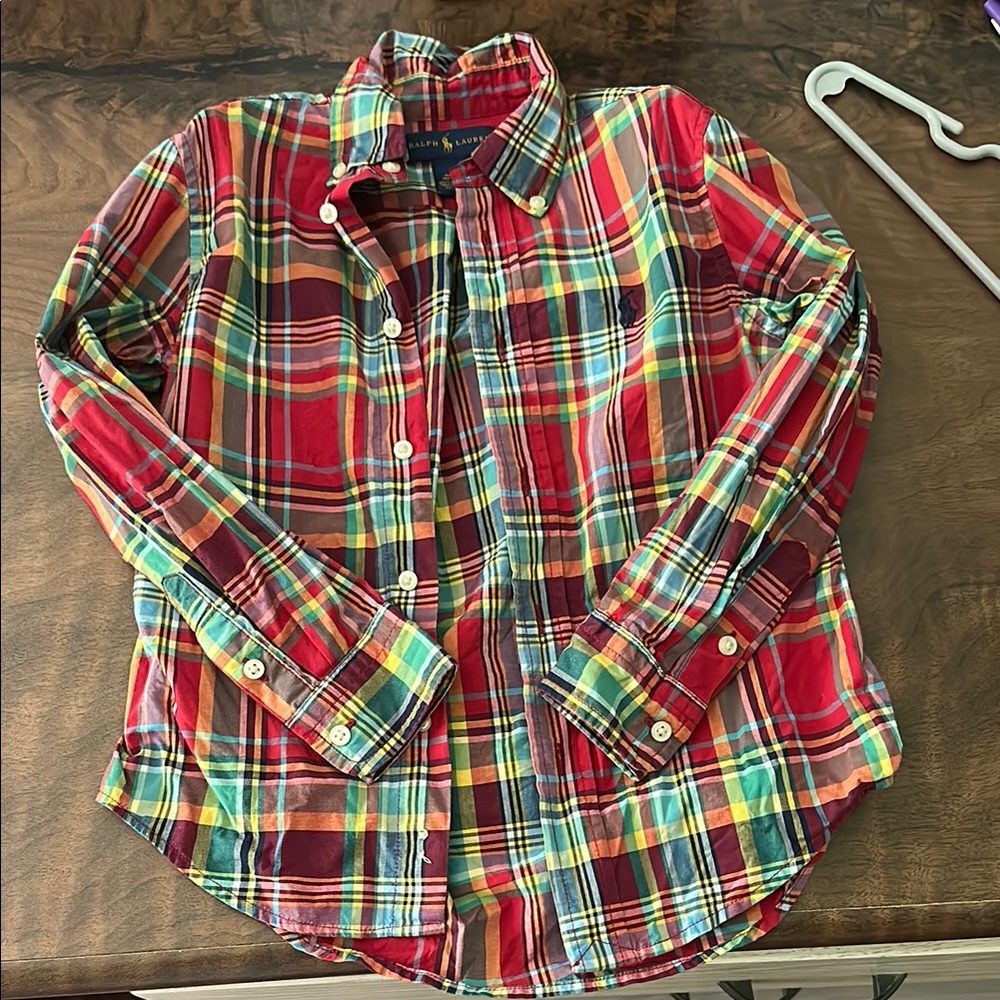 Ralph Lauren Red and Yellow Button Down Shirt